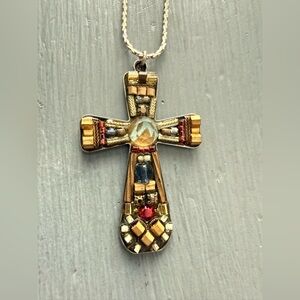 Ayala Bar Beaded Cross Pendant 925 Sterling Silver Necklace